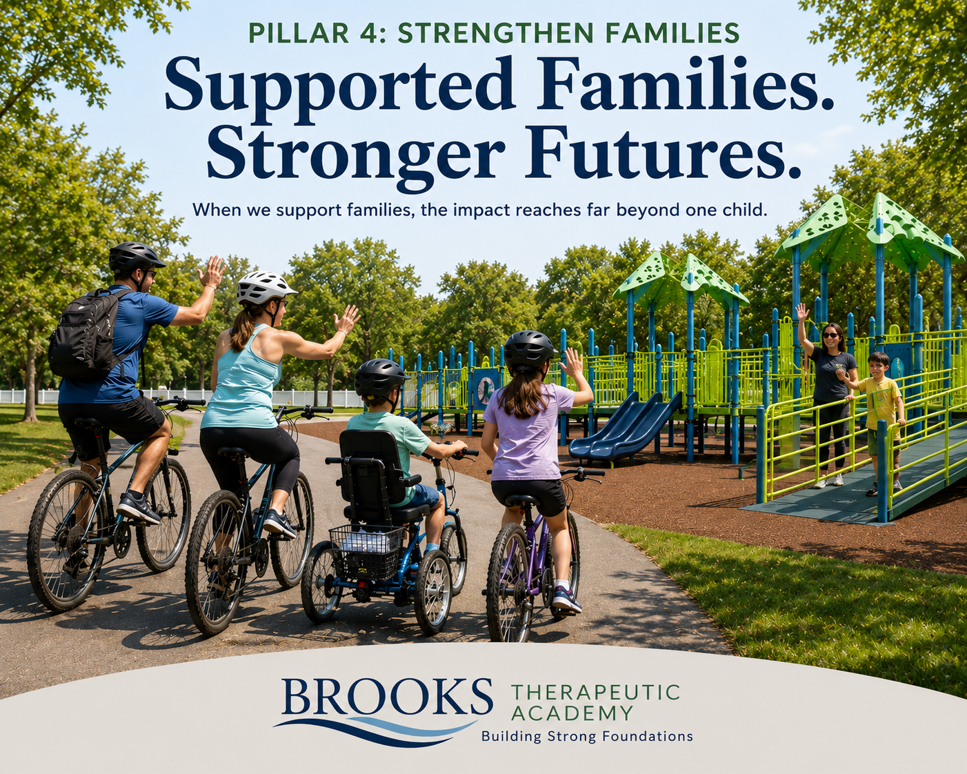 Supported Families, Stronger Futures—families riding together toward an accessible playground